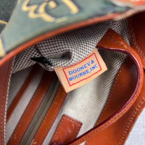Dooney & Bourke Crossbody Bag Womens Small Green Canvas Leather Monogram - Image 12