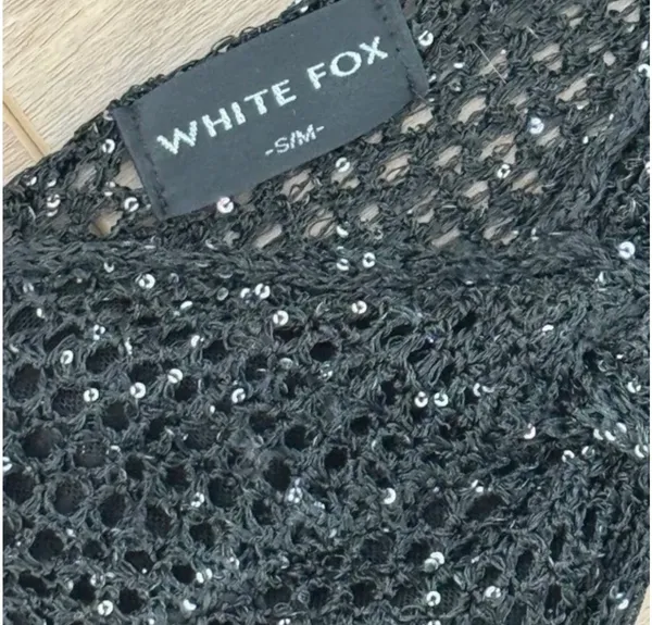 White fox crochet black sequin dress - Image 2