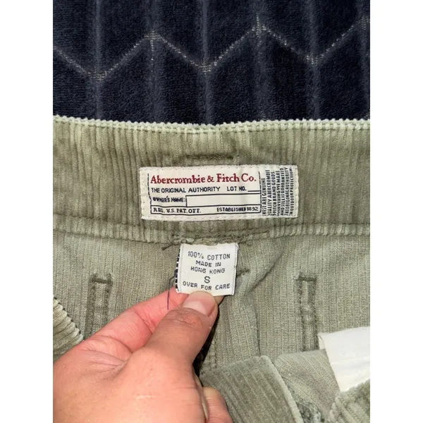 Y2K Abercrombie Micro Mini Corduroy Skirt Low Rise 90s Skate grunge Green Sz S‎ - Image 3