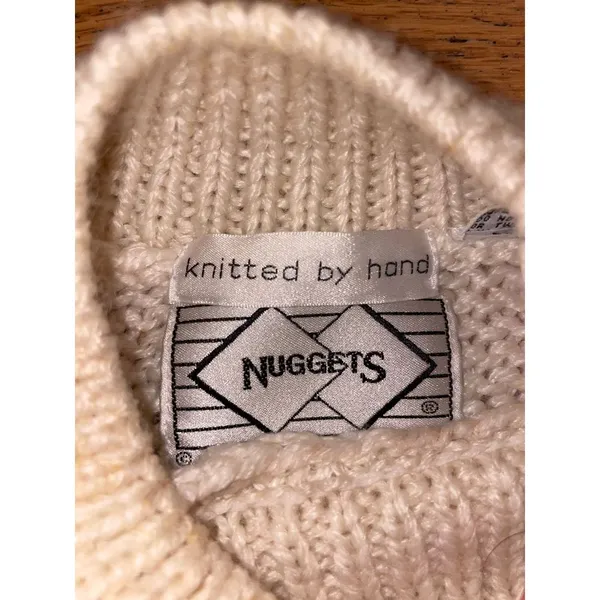 Vintage Nuggets Chunky Hand Knit Cream Grandma Sweater‎ Boho Cottagecore Size M - Image 2