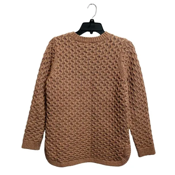 Land's End Chunky Brown Cable Knit‎ Sweater Size XS Crew Neck Boat Hem Pull On - Image 5