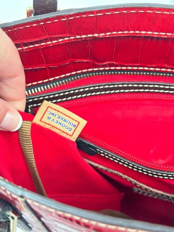 Dooney & Bourke Croco Embossed Red Leather Lexington Shopper Tote Shoulder Bag - Image 6