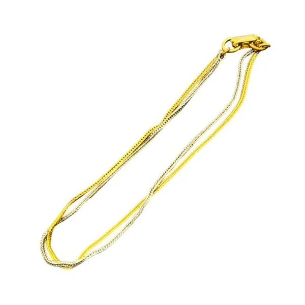 Two-Tone Gold & Silver Double Chain Bracelet With Lobster Clasp 8 Inches A08 - Image 2