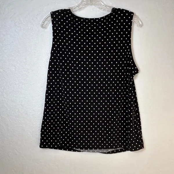 Charter Club Womens Polka Dot Cowl Neck Sleeveless Top Black White XL Stretch - Image 2