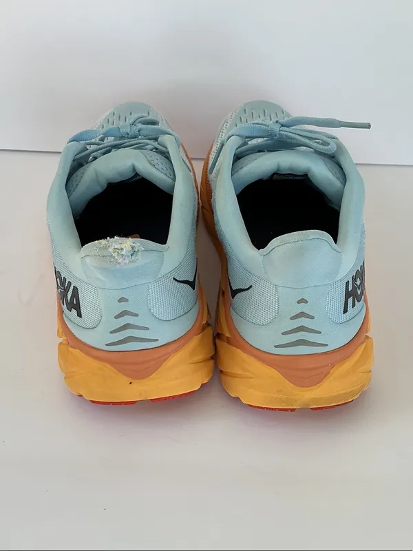 Hoka Clifton 8 Women's Mint Blue Running Shoes with Orange Midsole - Image 5