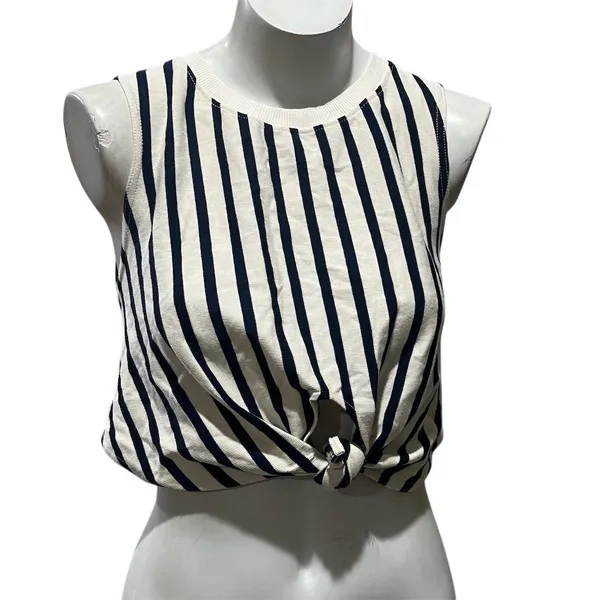 Zara Women's Striped Knotted Crop Tank Top Multicolor Size S - Image 4