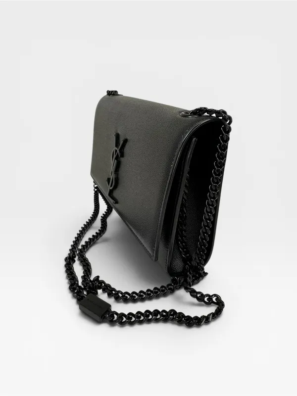 YSL Saint Laurent AUTHENTIC Black Leather Monogram Chain Crossbody Bag WITH COA - Image 3