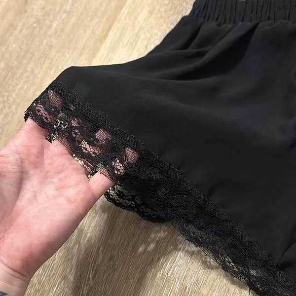 Lush size small super comfy elastic waist band shorts with lace on the bottom - Image 2