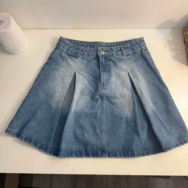 Airz blue denim pleated skirt - Image 2