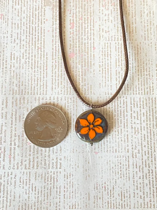 Handmade quality Czech glass flower bead fairy boho vintage retro style necklace🌿✨ - Image 8