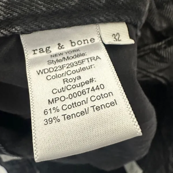 Rag & Bone Featherweight Logan Wide Leg Roya‎ Jeans Black Washed Womens 32 - Image 5