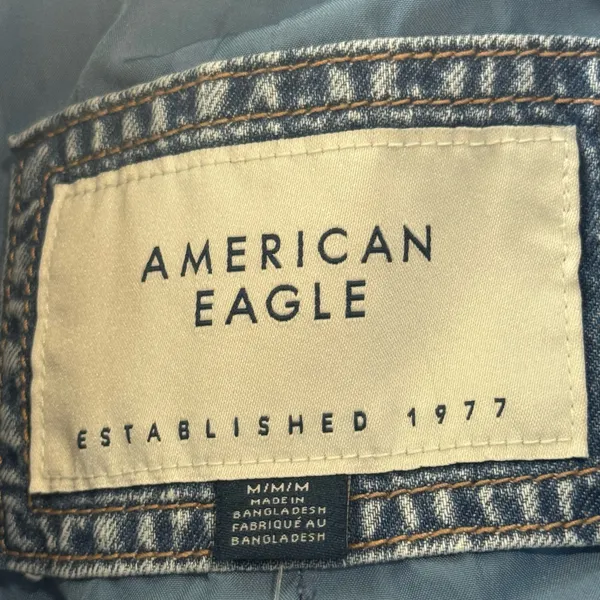 American Eagle Cropped Denim Jacket Women’s Medium Blue Puff Sleeve Button Front NWT - Image 8