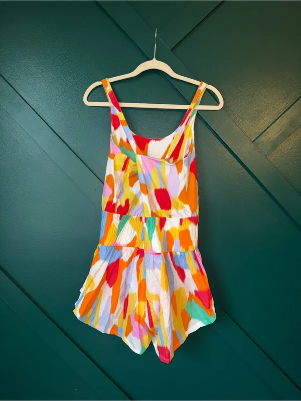 Peach Love California Smocked-Waist Sleeveless Romper Athletic Wear NWT - Image 3
