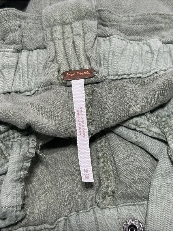 Free People Topanga High-Waist Paperbag Shorts Green Linen Cotton SIZE M MEDIUM - Image 6