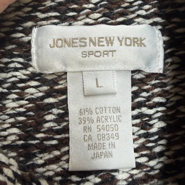 Jones New York Sport Sweater Women L Brown Marled Knit Coastal Dark Academia Vtg - Image 3