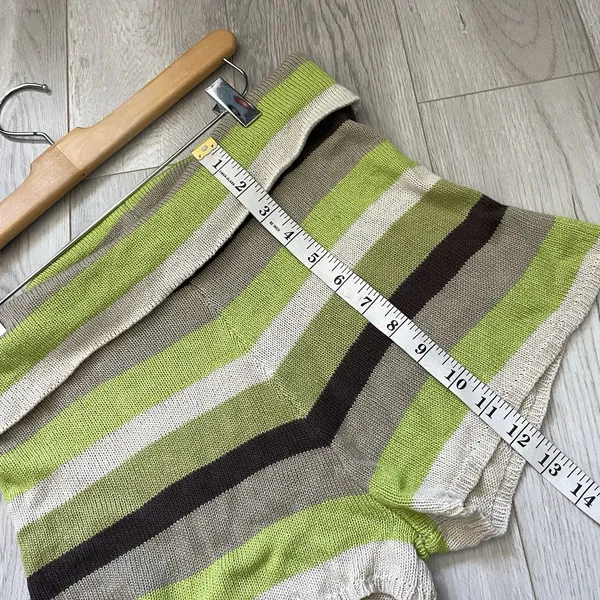 Outcast Striped Shorts foldover knit womens Green Brown small medium loungewear - Image 6