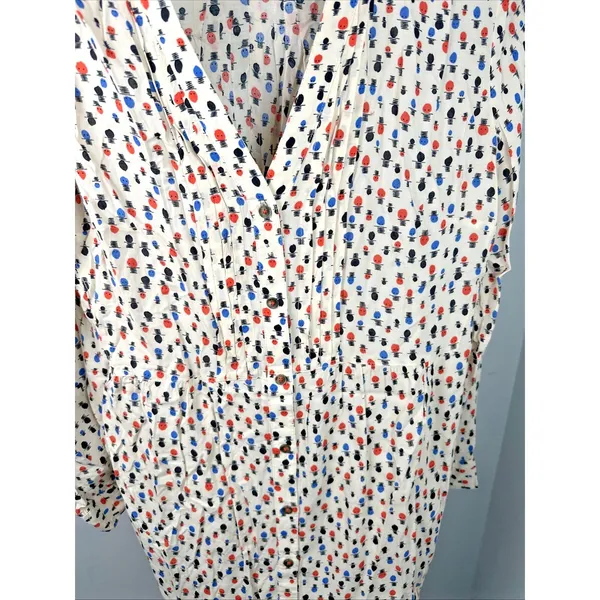 Maeve Anthropologie 12 Womens Top Lightweight Long Sleeve Button V-Neck Tab‎ - Image 7