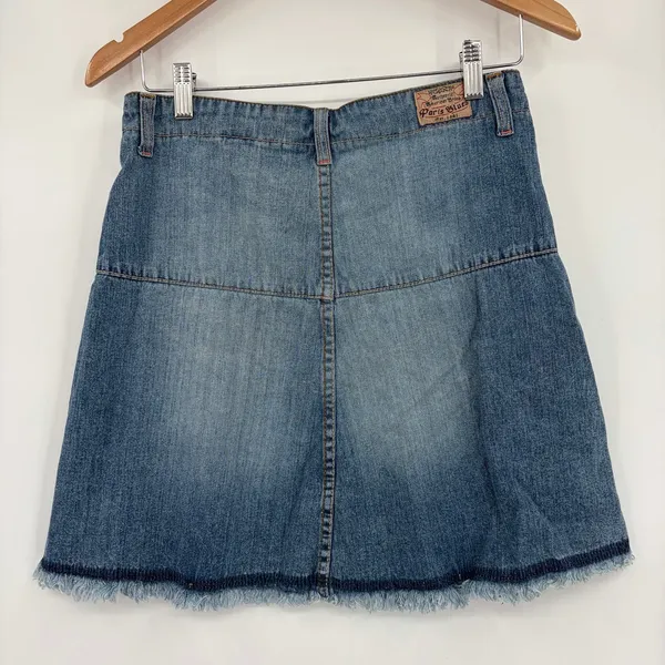 Y2K Paris Blues Distressed Denim Mini Skirt Sz 3 Grunge Indie Sleaze Festival - Image 5