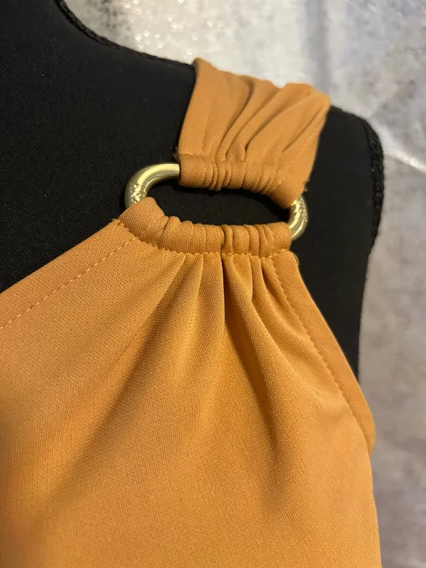 DKNY one shoulder dress in Saddle Tan  - Image 5