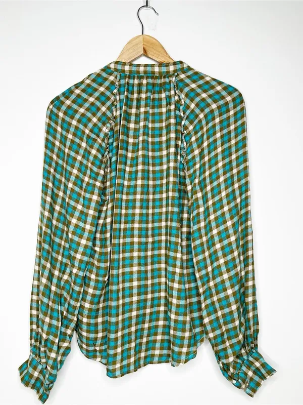 Pilcro Anthropologie Camisa Breezy Ruffle Button Down Shirt Size Large - Image 7