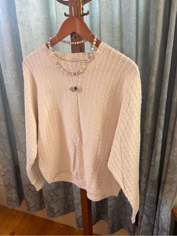 TRUTH Cream Waffle-Knit Long Sleeve Tee - Image 3