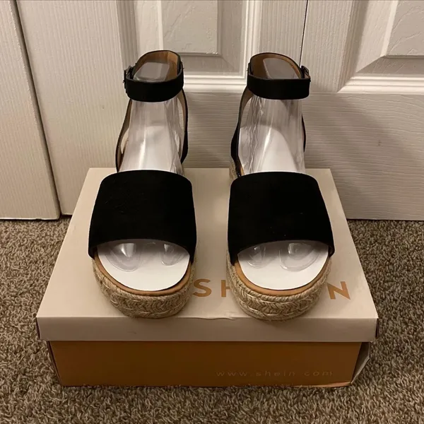 SheIn Womens Black Ankle Strap Espadrille Platform Sandals - Image 7