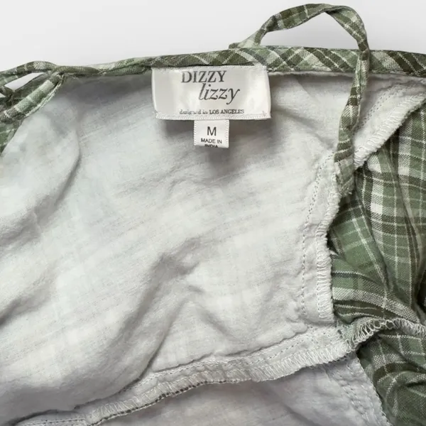 Dizzy Lizzy Green Plaid Milkmaid Corset Puff Sleeve Crop Top Medium - Image 8