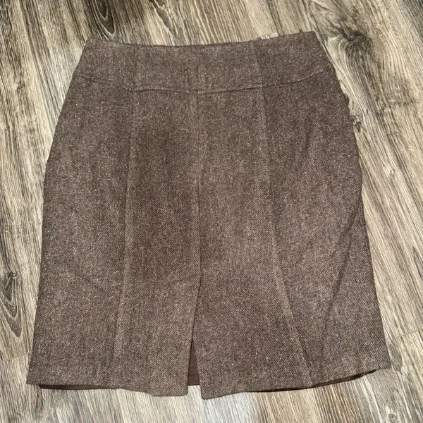 Banana Republic Petites Women's Size 6 Stretch 88% Wool Blend Brown Knit Skirt - Image 3