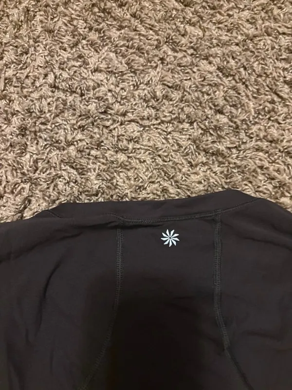 Athleta Activewear Top Estimated Size Xtra Small Dark Gray Fitted Long Sleeve - Image 3