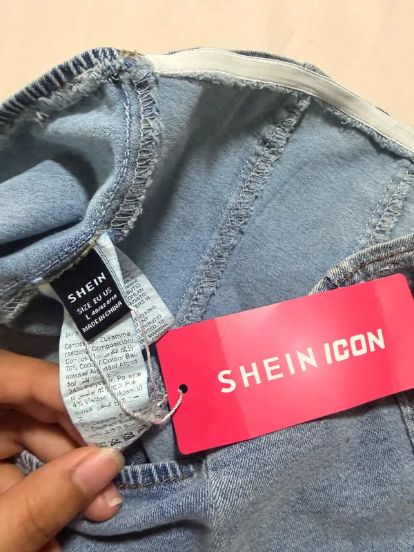 SheIn Denim Tube Top - Light Blue - Image 4