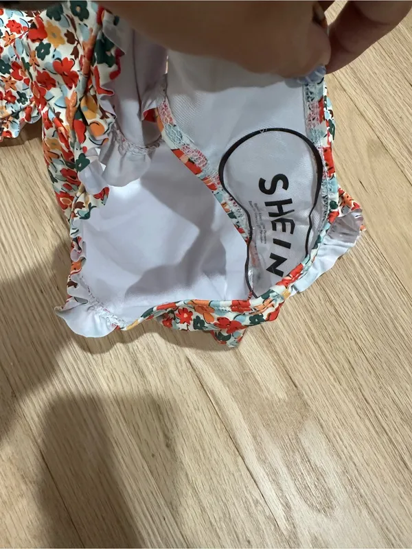 Aerie Shein Orange Multi Floral Ruffle Bikini Set - Image 3