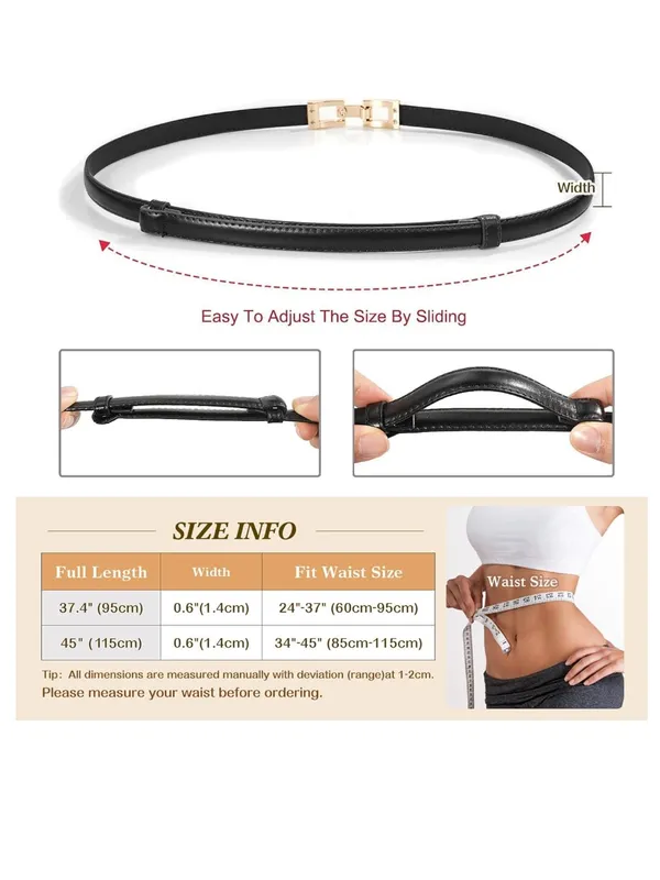 NWT!! Glamorstar Adjustable Skinny Belt in Black with Gold Hardware - Image 4