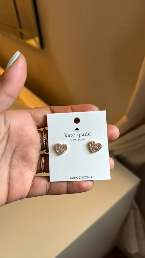Kate Spade Rose Gold Heart Earrings - Image 3