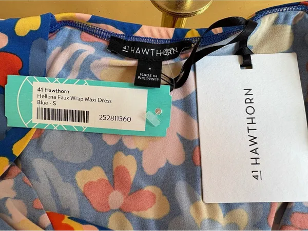 41 Hawthorn Ellienne Faux Wrap Maxi Dress Blue Floral Size S - Image 5