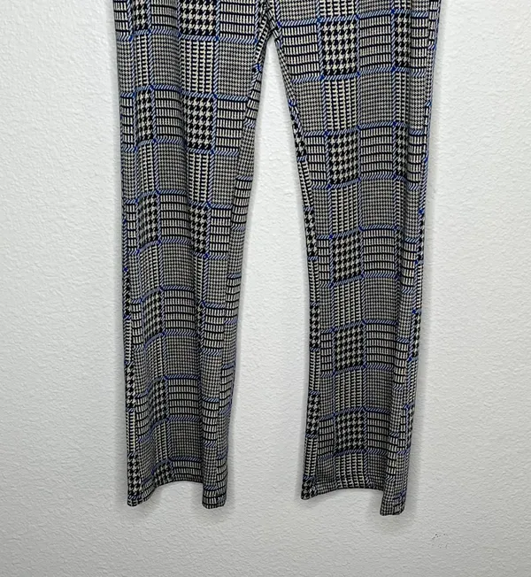 plaid houndstooth flare leg pants size Small - Image 4