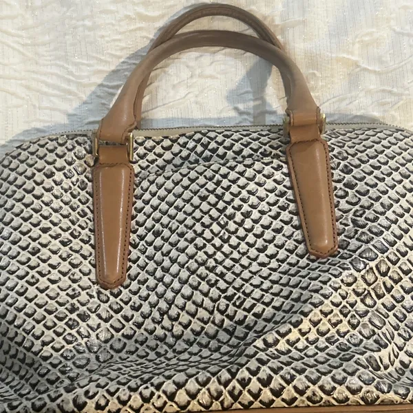 Brahmin Vivian Onyx Java Snake Leather Dome Satchel Bag Rare - Image 11