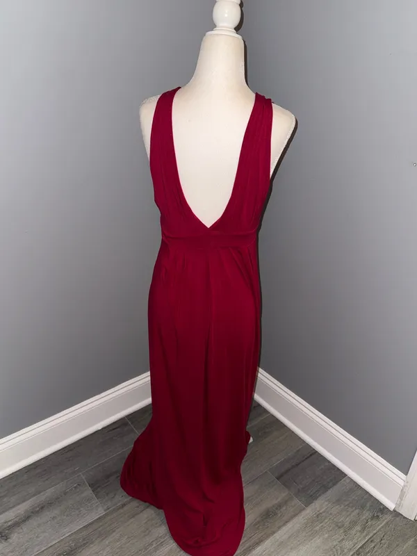 TART Deep V-Neck Sleeveless Maxi Dress in Burgundy size small - Image 2