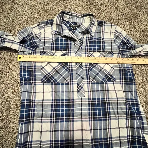 Banana Republic Soft Wash‎ Plaid Tunic Shirt Womens Small Blue White Cotton Top - Image 4