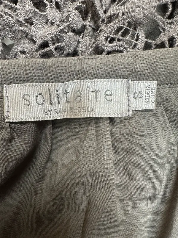 Solitaire Ravi Khosla Skirt Size S Cotton Lace Grey Elegant Gothic Crochet Midi Office - Image 7