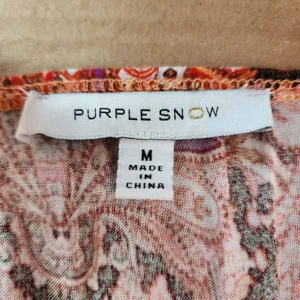 Purple Snow Wide Leg Jumpsuit Bohemian Ethnic Print Palazzo Spaghetti Straps M - Image 2