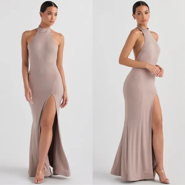 NWOT House of CB JULIETTE MUSHROOM HALTER GOWN sz S - Image 2