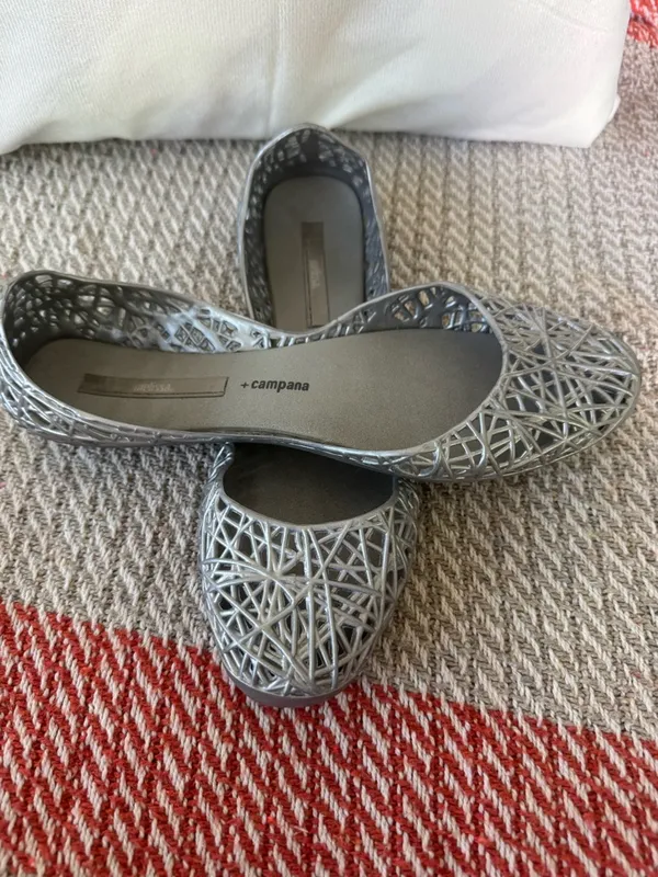 +campana Silver Lattice-Detail Ballet Flats - Image 2