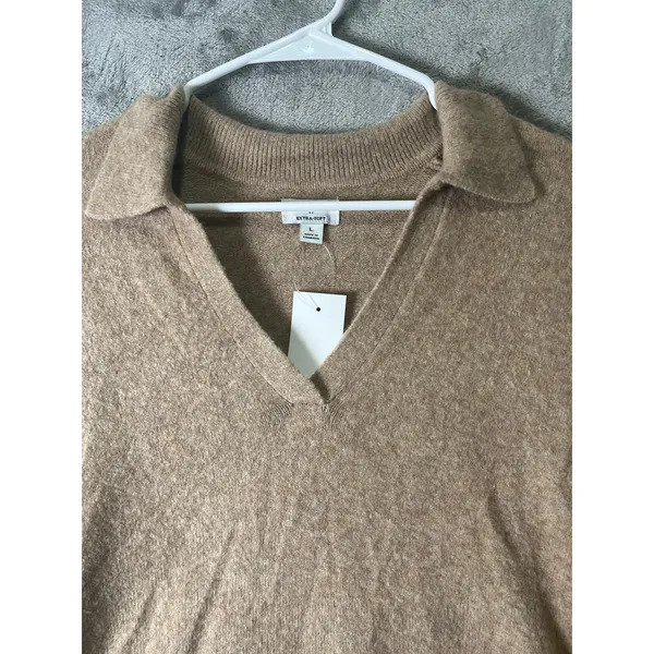 J.Crew Extra Soft Yarn Sweater Wool Brown Collared Pullover Preppy Quiet Luxury - Image 2