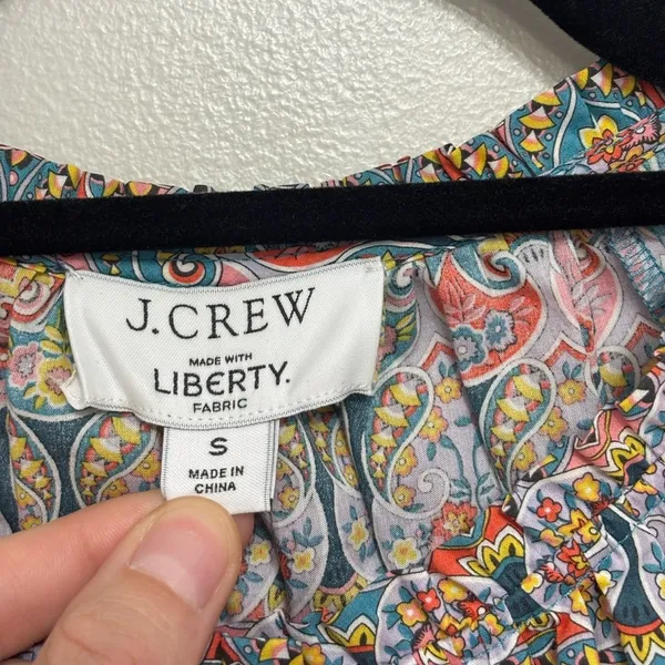 J. Crew Tie-Waist Organic Cotton Top in Liberty Giorgia Duke Fabric - Size S - Image 6