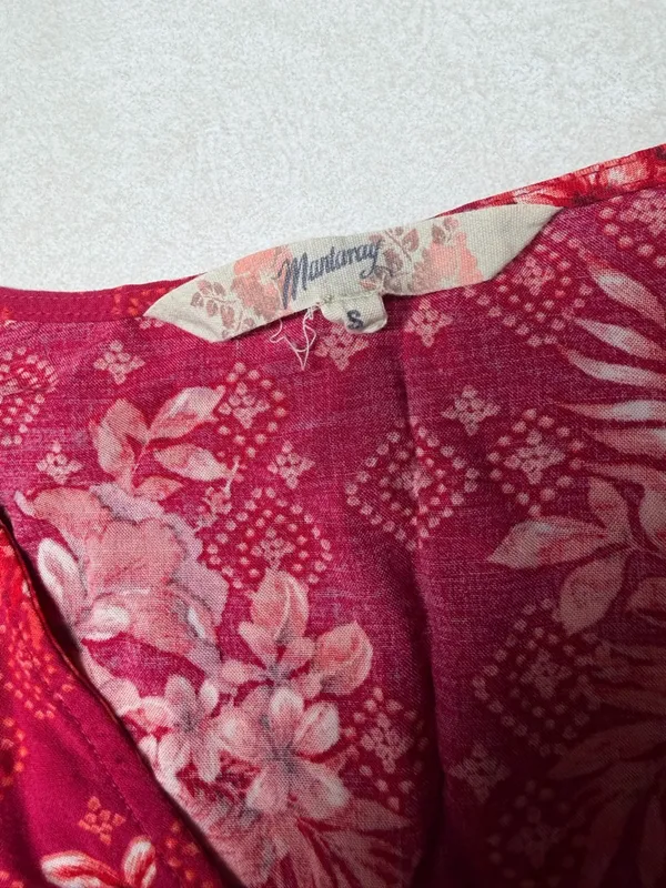 Red Floral Mini Dress with Lace Trim - Image 6