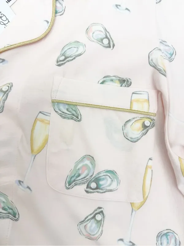 BedHead PJs X Anthropologie Classic Jersey 2 Piece Pajama Set Oysters Champagne - Image 5