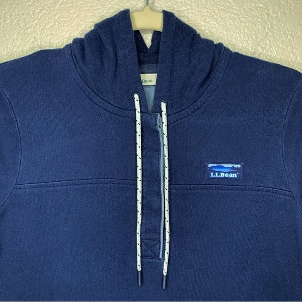 L.L Bean Women’s Outdoors Blue Pullover Hooded Sweatshirt, Sz Small - Image 3