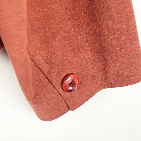NEIMAN MARCUS Suede Copper Single Button Pocket Lined Blazer Small Western Boho - Image 9