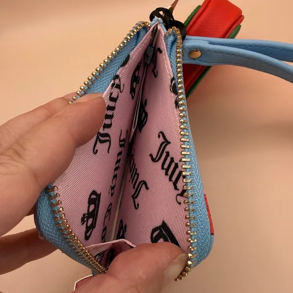 Juicy Couture Sweet Strawberry Zip‎ Card Case Wristlet Blue 13JCE3BMX-SPB NEW - Image 7