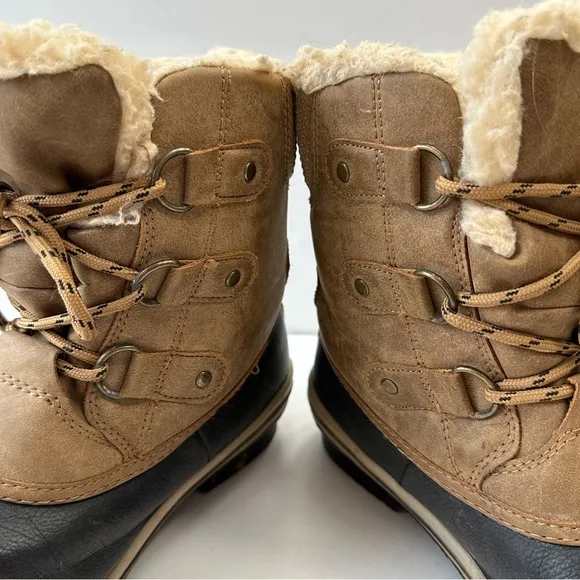 Bearpaw Boots Leighton Wool Blend‎ Lined Winter Boots Tan Black Womens Size 7 - Image 12
